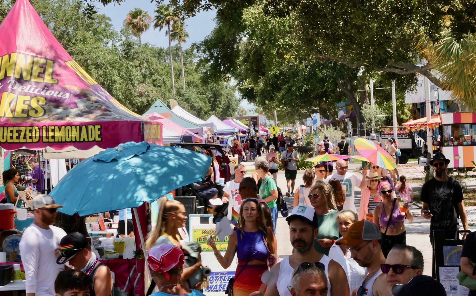 Gulfport Pride festival crowd and vendors